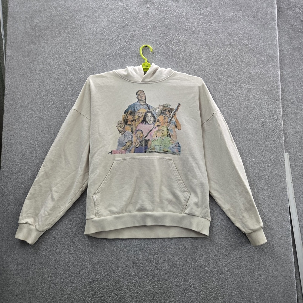 Zach Lane Bryan Men Hoodie L Beige Graphic Fleece Logo Quittin Time Tour Country